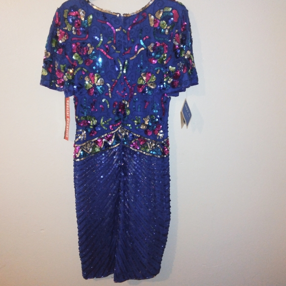 Swee Lo beaded sequins see dress size small blue & Pink Nwt - Picture 3 of 6